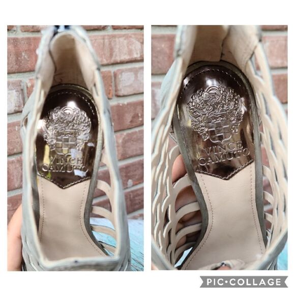 NWOT Vince Camuto Metallic Gold Silver Pewter Mermaid Sandal Open Toe Cocktail - Picture 12 of 12